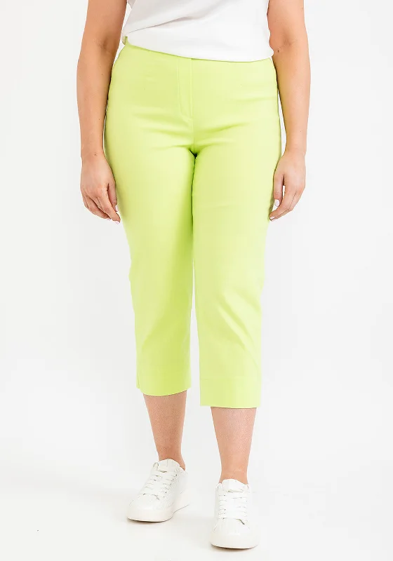 Robell Maire 07 Slim Fit Cropped Trousers, Lime Punch Trousers Summer Linen