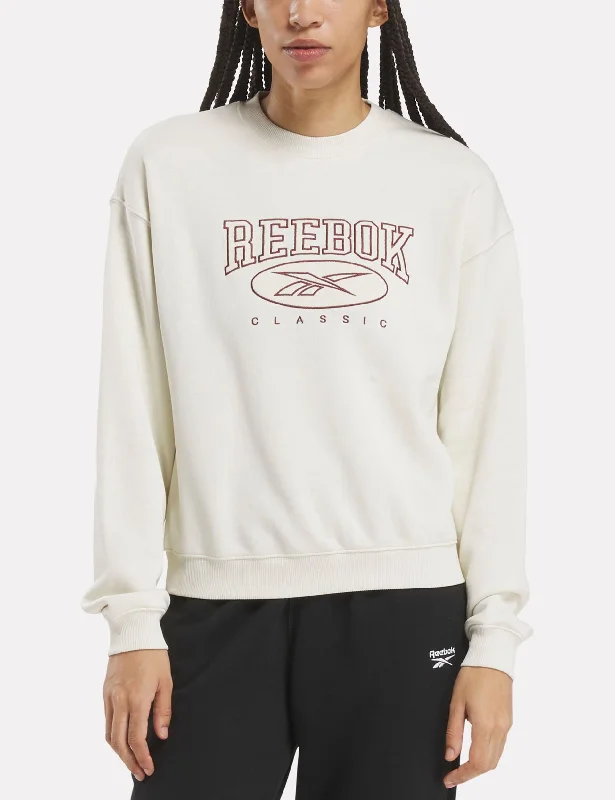 Classics Archive Essentials Crew Sweatshirt - Chalk Hoodie with Patch Decorative Personalized