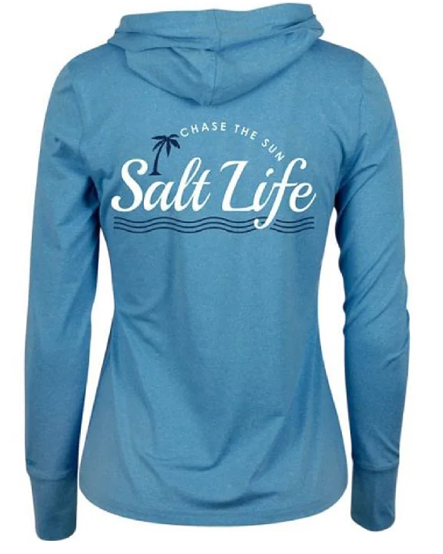 Women's Chase The Sun Performance Hoodie - Blue Hoodie with Puffed Sleeves Voluminous Trendy