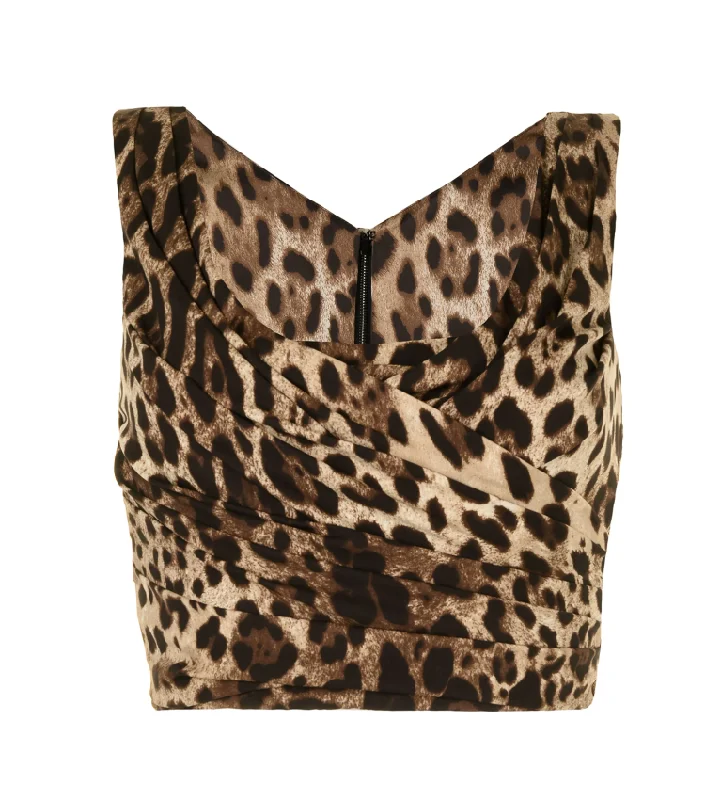 Dolce & Gabbana leopard-print draped crop top Casual Formal Business