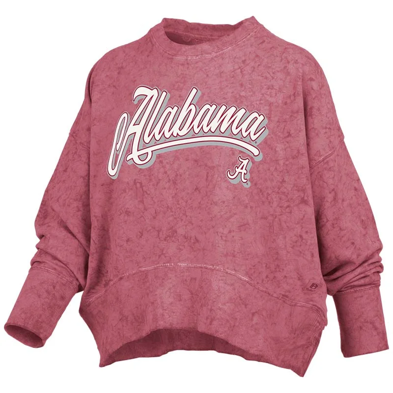 Alabama Harlow Waistline Crewneck Sweatshirt Hoodie with Hem Frayed Vintage Worn
