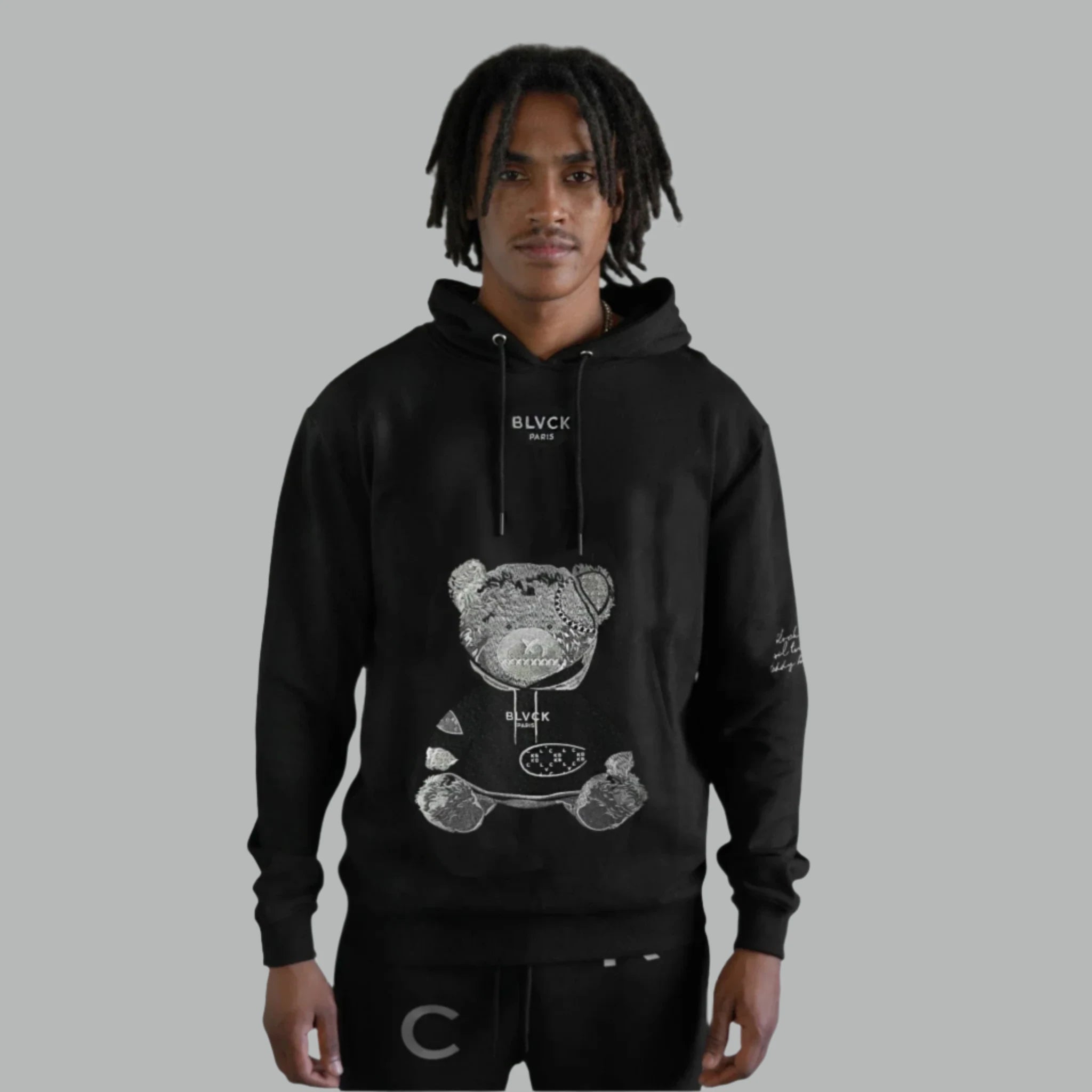 Blvck Paris - "Blvck Evil Twin Teddy Bear Hoodie" - Black Teddy Illustration - Unisex Hoodie with Print Artistic Unique