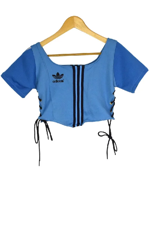 Reworked Adidas Brand Crop Top Zippered Buttoned Snapped