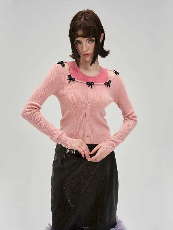 Fake two-piece wool sweater【s0000005302】 Toggled Drawstring Belted
