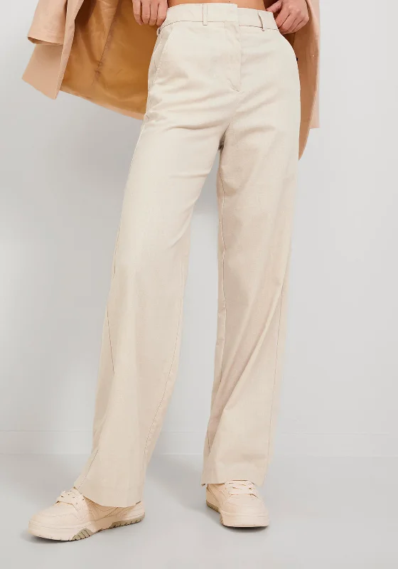 JJXX Mary Linen High Waisted Trousers, Beige Trousers trendy modern