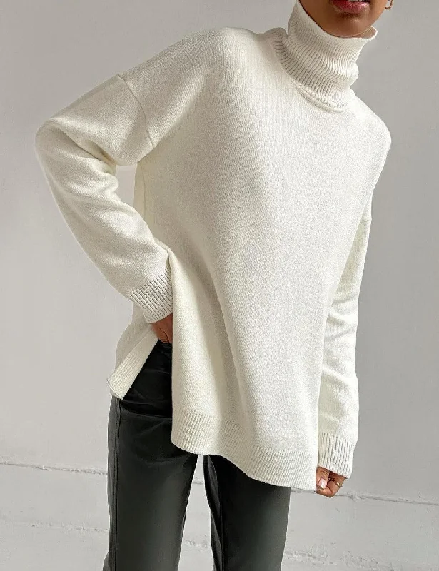 Ladies Solid Color Turtleneck Knit Sweater W013 Knit Fabric Woven Fabric Fleece Fabric