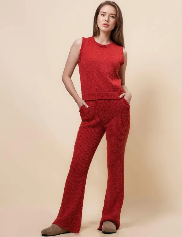 Ladies Sleeveless Top and Pants Knit Sweater Loungewear Sets SKST477 Modern Contemporary Chic