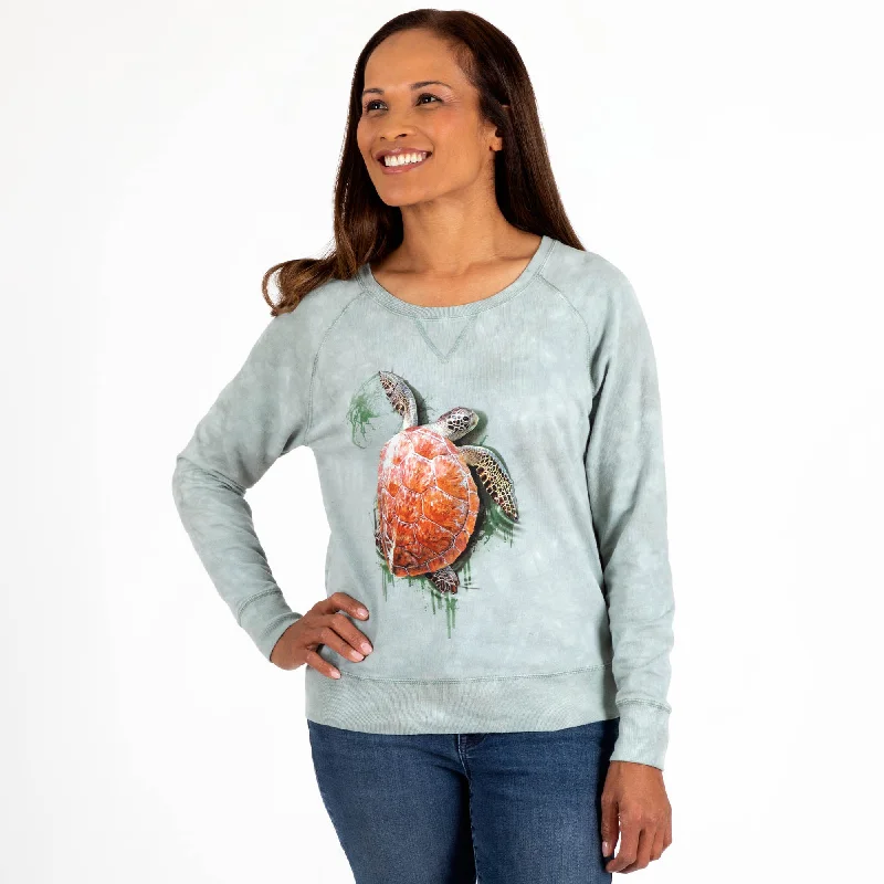 Turtle Tie-Dye Women's Crew Neck Sweatshirt Hoodie with Crew Neck Simple Timeless