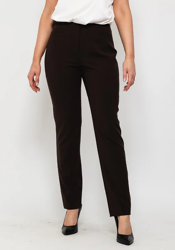 Robell Jacklyn Slim Comfort Trousers, Dark Brown Trousers sophisticated sleek