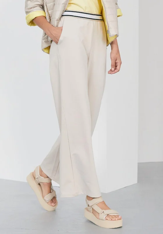 Naya Wide Leg Trousers, Beige Skinny Trousers Denim Stretchy