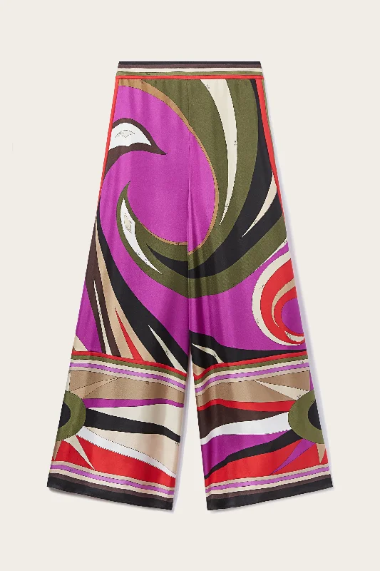 Cigni-Print Silk Trousers Trousers Exclusive Limited
