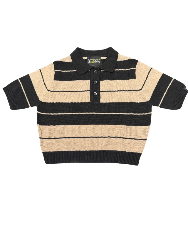 California Lowrider Rider Charlie Brown Crop Top- Black/Tan Zippered Buttoned Snapped