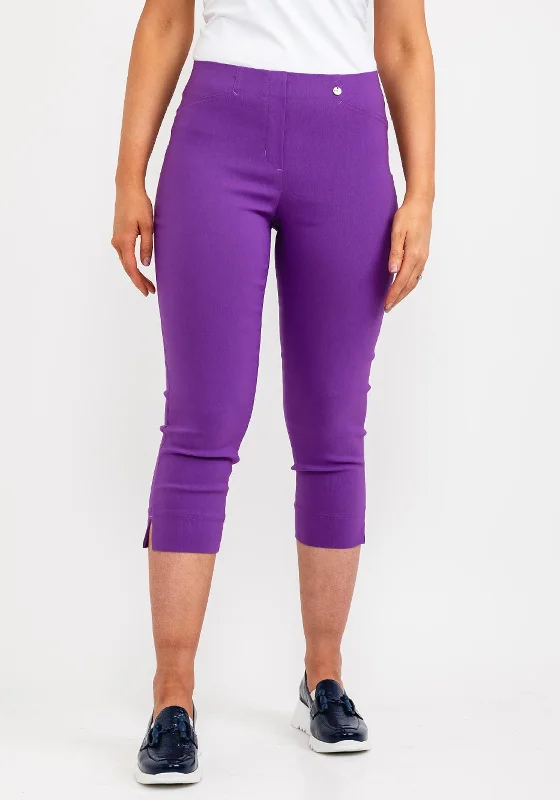 Robell Rose 07 Slim Fit Capri Trousers, Purple Trousers Leisure Comfortable