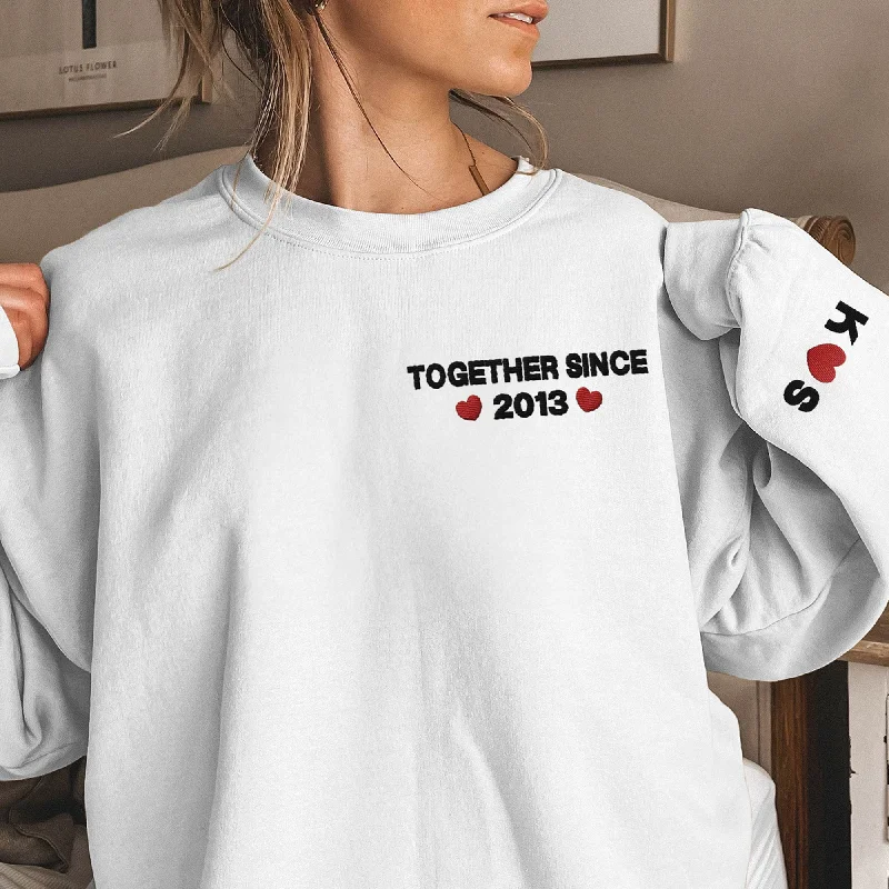 Together Since - Personalized Embroidered Sweatshirt Hoodie with Full-Zip Functional Layering