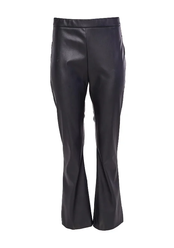 Naya Faux Leather Flare Trouser, Black Trousers Corduroy Warm