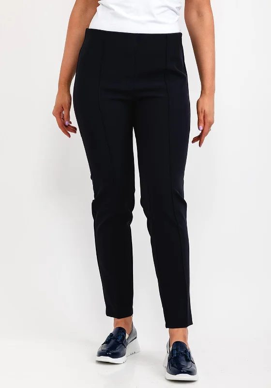 Zerres Jane Pleat Leg Trousers, Navy Trousers trendy modern