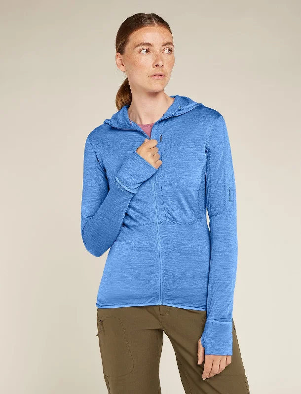 Icebreaker Merino Blend 200 Realfleece Descender LS Zip Hoodie (Women's) Hoodie with Hem Embroidery Detailed Premium