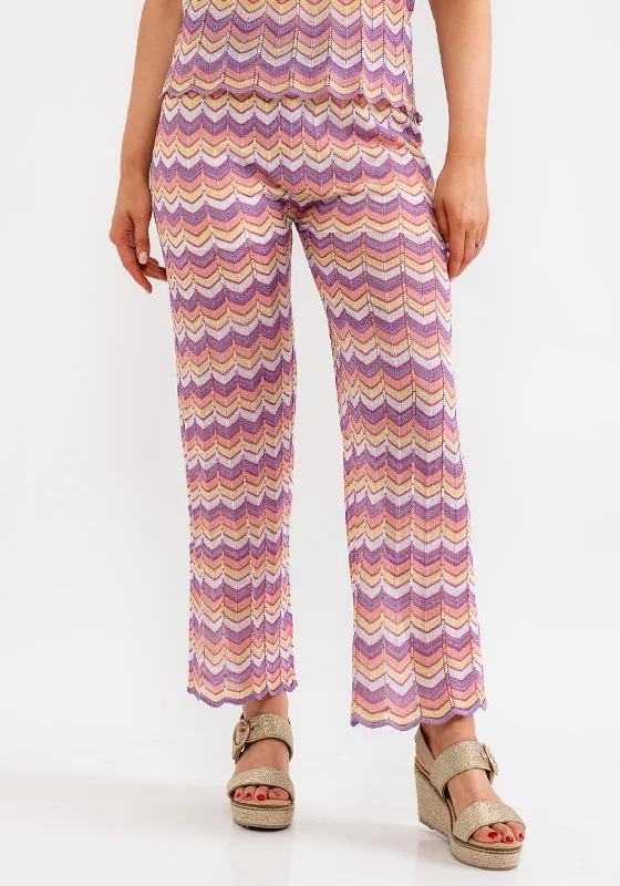 Seventy1 Metallic Shimmer Fine Knit Trousers, Lilac Trousers cozy soft