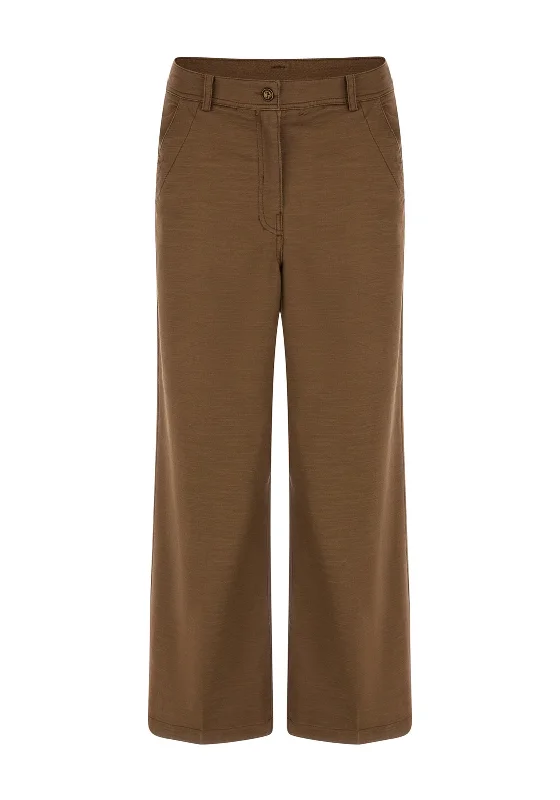 Guess Womens Wide Leg Trousers, Brown Trousers Solid Black