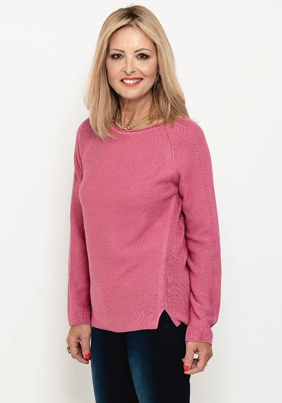 Rabe Raglan Sleeve Knit Jumper, Pink Open Front Closed Front Wrap Front