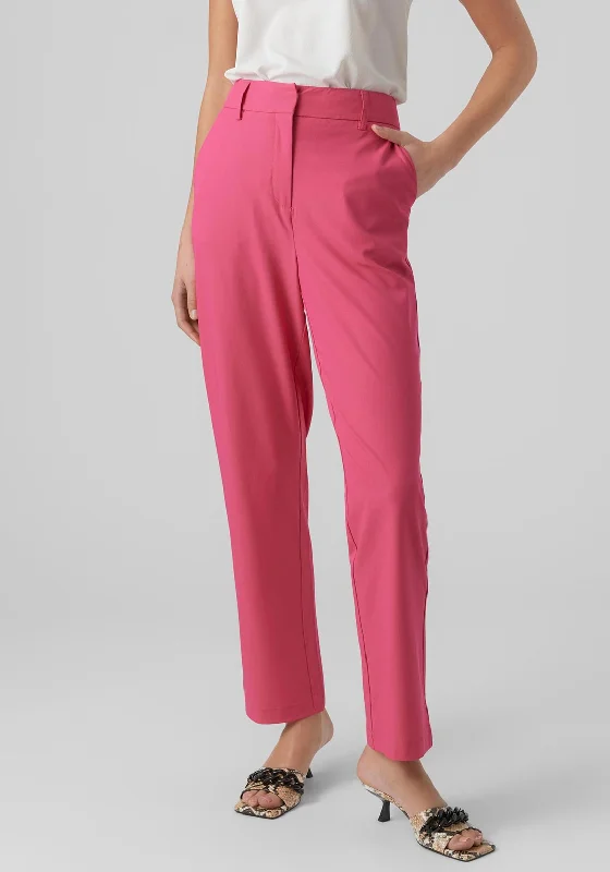 Vero Moda Zelda Straight Leg Trousers, Pink Yarrow Trousers Plaid Checkered