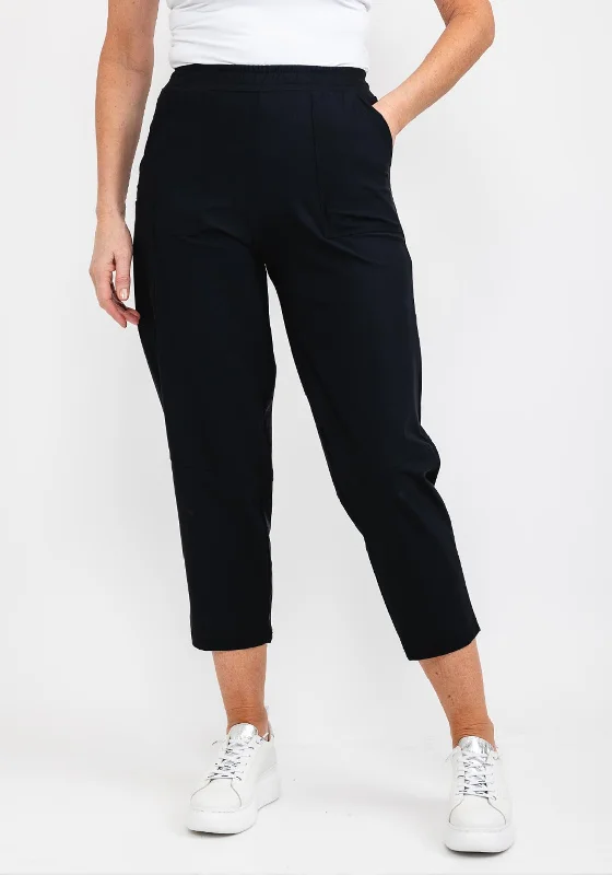 Naya Side Patch Pocket Trousers, Black Chinos Cotton Straight Leg