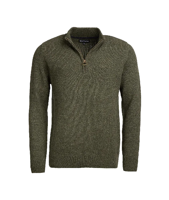 Essential Tisbury Half Zip Sweatshirt - Green Hoodie with Drawstring Waist Adjustable Fitted