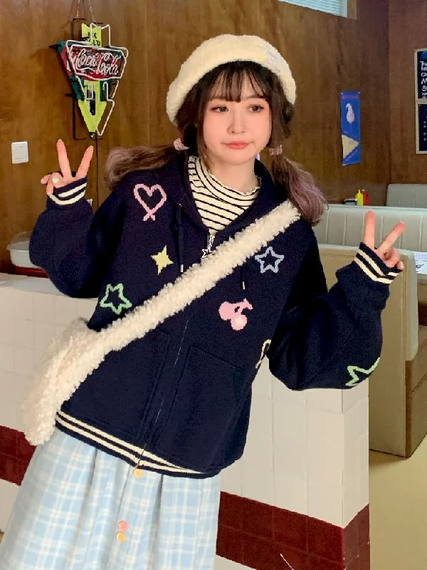 College style hooded sweater【s0000005273】 Jersey Fabric Tulle Fabric Batik Fabric