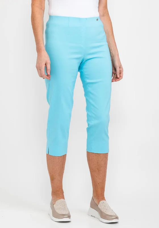 Robell Marie 07 Slim Fit Cropped Trousers, Pacific Turquoise Trousers Cargo Utility