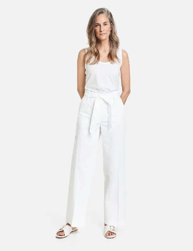 Gerry Weber Tie Belt Wide Leg Trousers, White Trousers Designer Luxury