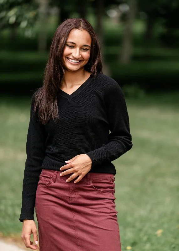 Jana V-neck Sweater - FINAL SALE Plaid Sweater Polka Dot Checkered