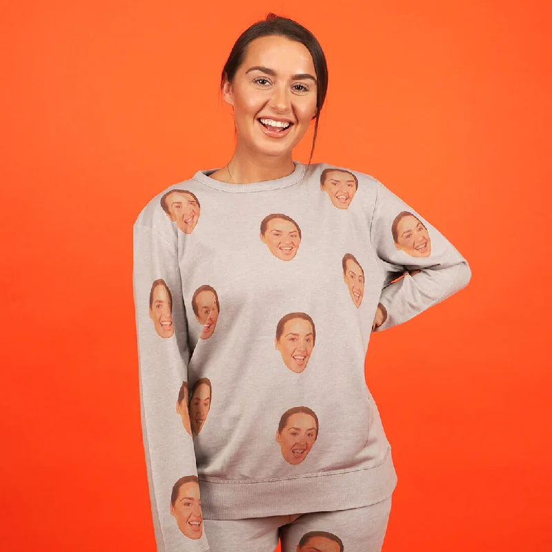 Face Sweatshirt Hoodie with Turtle Neck Cozy Winter