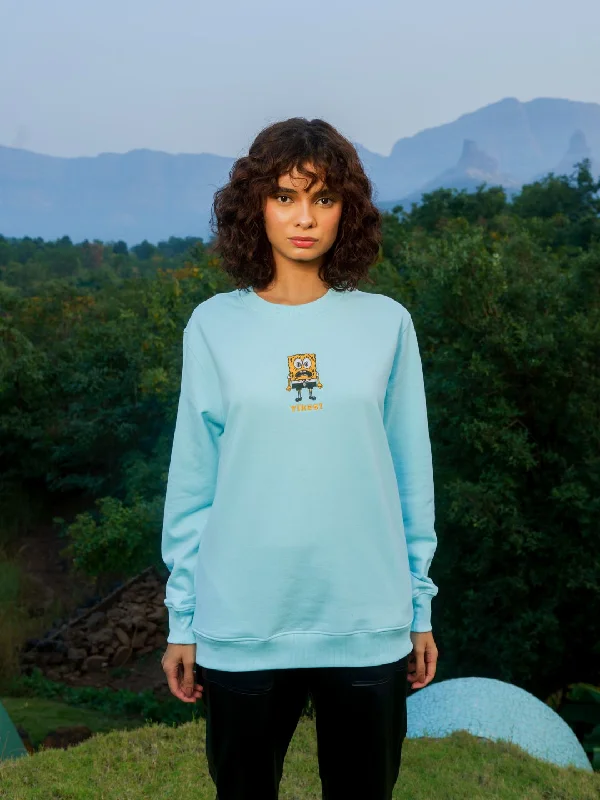 Aqua Shaken SpongeBob Oversized Sweatshirt Hoodie with Crew Neck Simple Timeless