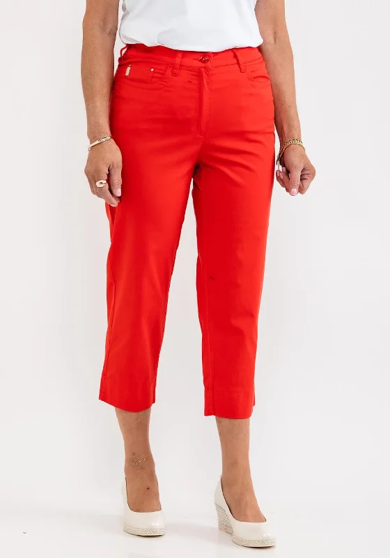 Zerres Greta Cropped Comfort Trousers, Red Trousers luxurious high-end