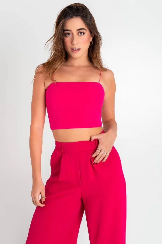 Crop top bandeau con tirantes Anti-Pilling Machine Wash Handmade