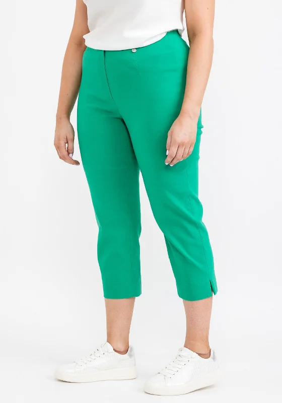 Robell Maire 07 Slim Fit Cropped Trousers, Emerald Green Trousers Vintage Classic