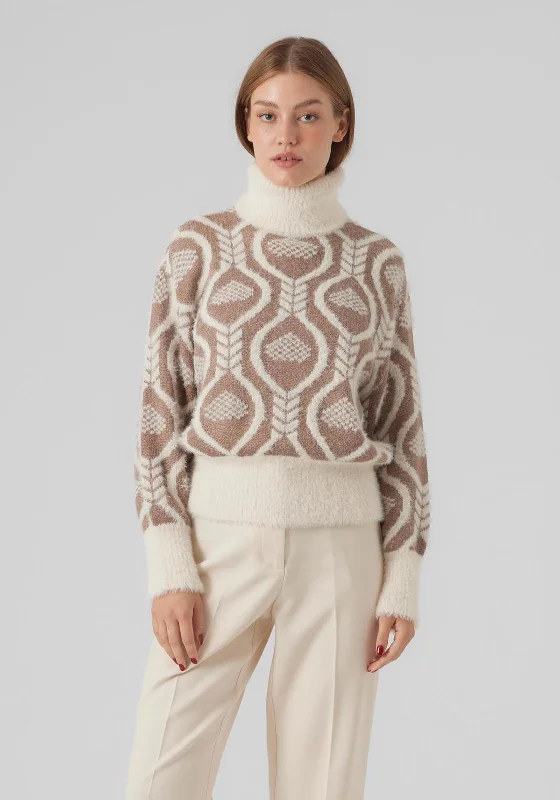Vero Moda Nanea Furry Jumper, Birch Neon Metallic Matte