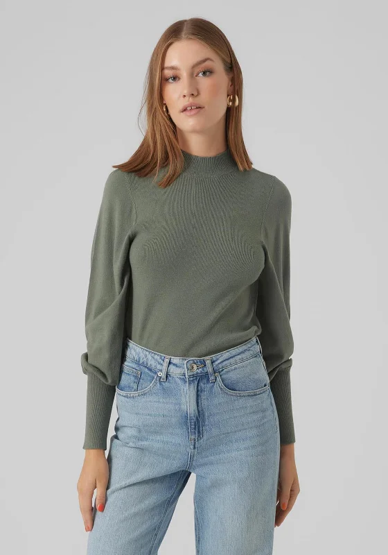 Vero Moda Holly Balloon Sleeve Sweater, Laurel Wreath Print Jacquard Patchwork