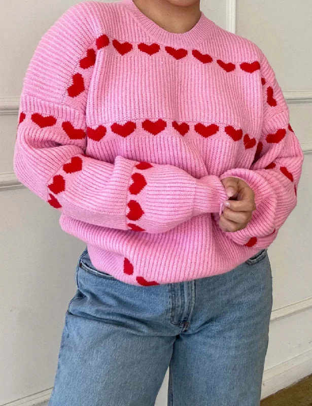 Ladies Valentine Heart Knit Pullover Sweater SKT41181 Open Front Closed Front Wrap Front