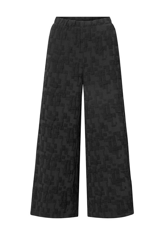 Elsewhere Lorena Jacquard Wide Leg Trouser, Black Skinny Trousers Denim Stretchy