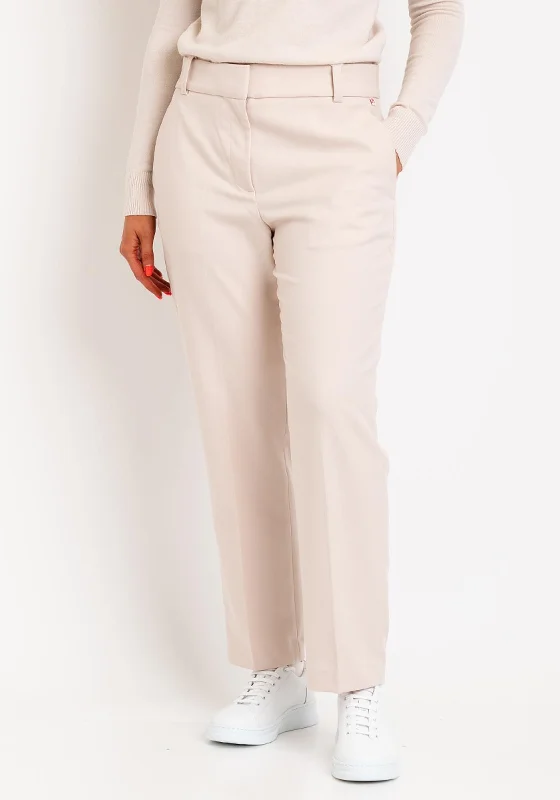 Tommy Hilfiger Womens Straight Cut Slim Leg Trouser, Beige Trousers Satin Smooth