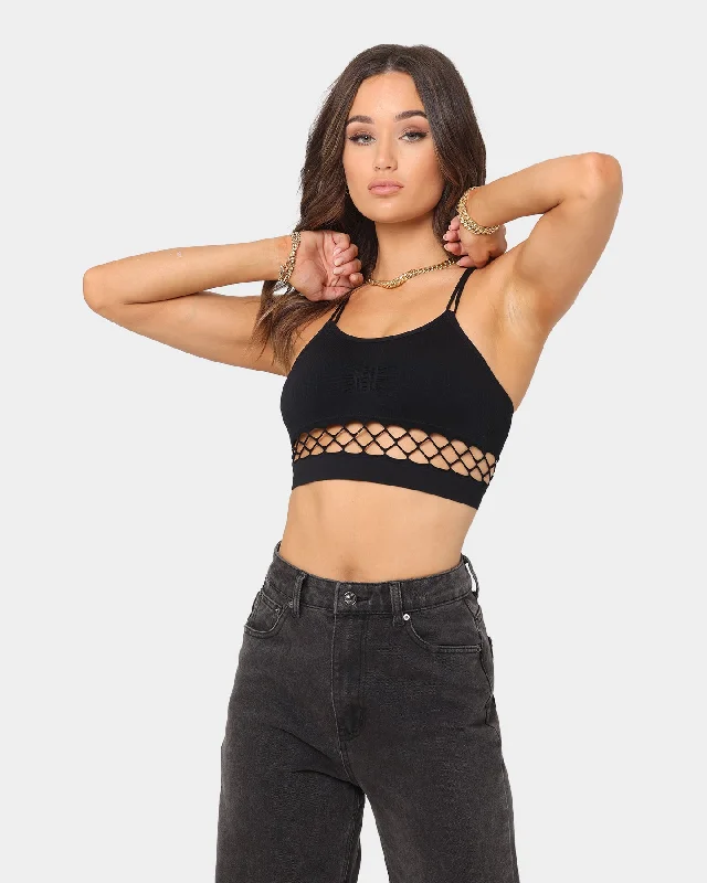 XXIII Women's Mesh Crop Top Black Modern Contemporary Chic