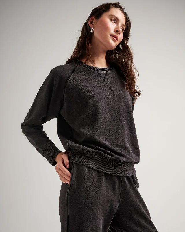 Women's Vintage Recycled Fleece Sweatshirt Hoodie with Belted Waist Structured Tailored