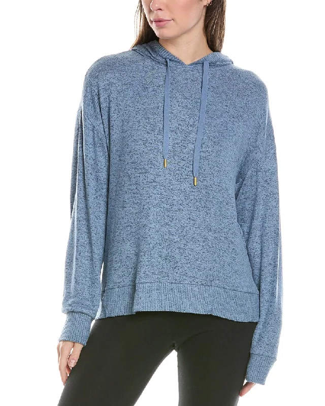 Donna Karan Hoodie Lounge Top Hoodie with Front Slit Layering Stylish