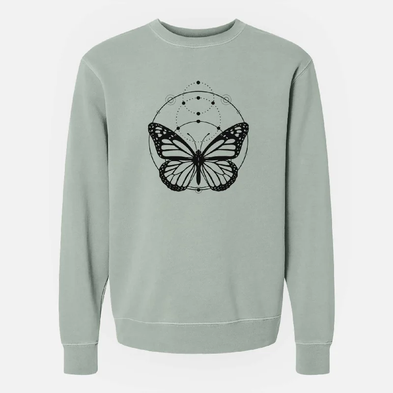 Monarch Symmetry - Unisex Pigment Dyed Crew Sweatshirt Hoodie with Print Artistic Unique