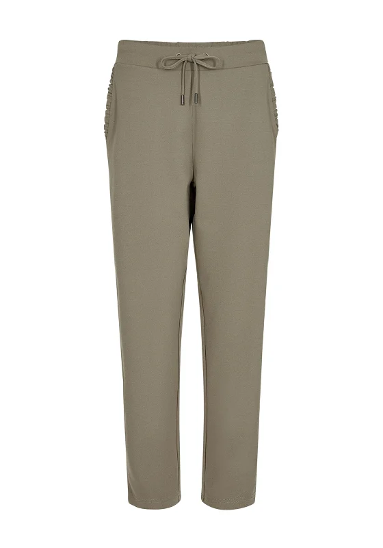 Soyaconcept Siham Frill Pocket Trousers, Dusky Green Chinos Cotton Straight Leg