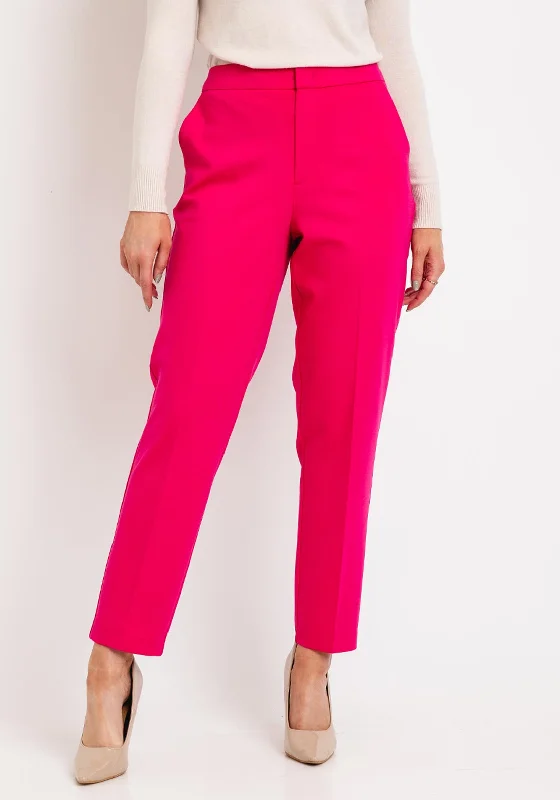 OUI Slim Leg Comfort Trouser, Pink Trousers Elastic Waist Soft