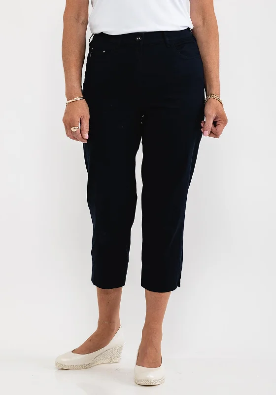 Zerres Greta Cropped Comfort Trousers, Navy Trousers sophisticated sleek