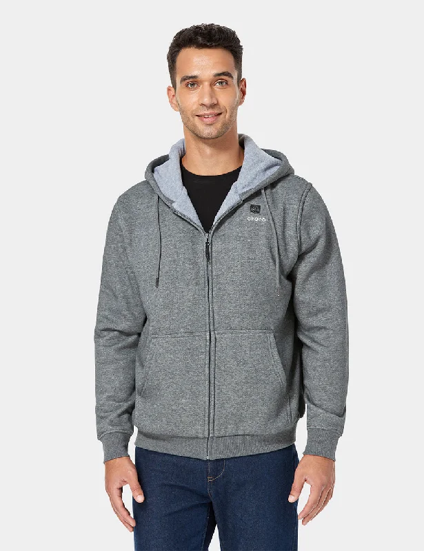 Unisex Heated Fleece Hoodie - Flecking Gray Hoodie with Tied Waist Feminine Flattering
