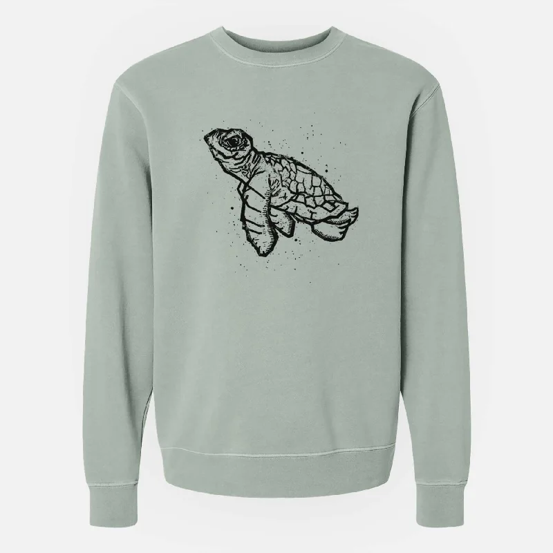 Baby Sea Turtle - Unisex Pigment Dyed Crew Sweatshirt Hoodie with Set-In Sleeves Structured Classic